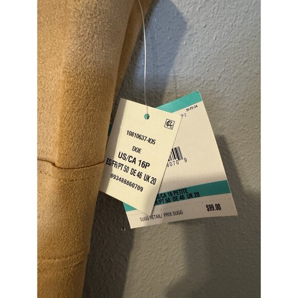 Kasper Sheath Dress 16P 16 P Sleeveless Stretch Doe Golden Camel Brown NWT - Picture 13 of 15